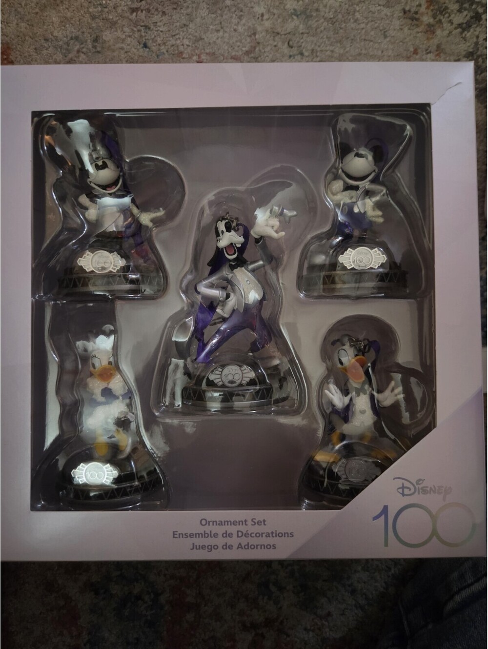 NEW 2023 DISNEY 100 YEARS MICKEY AND FRIENDS CHRISTMAS ORNAMENT SET OF 5